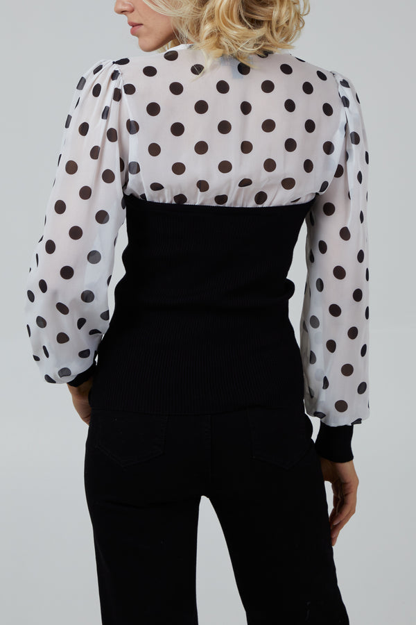 Qed London Sheer Polkadot Bodice Top