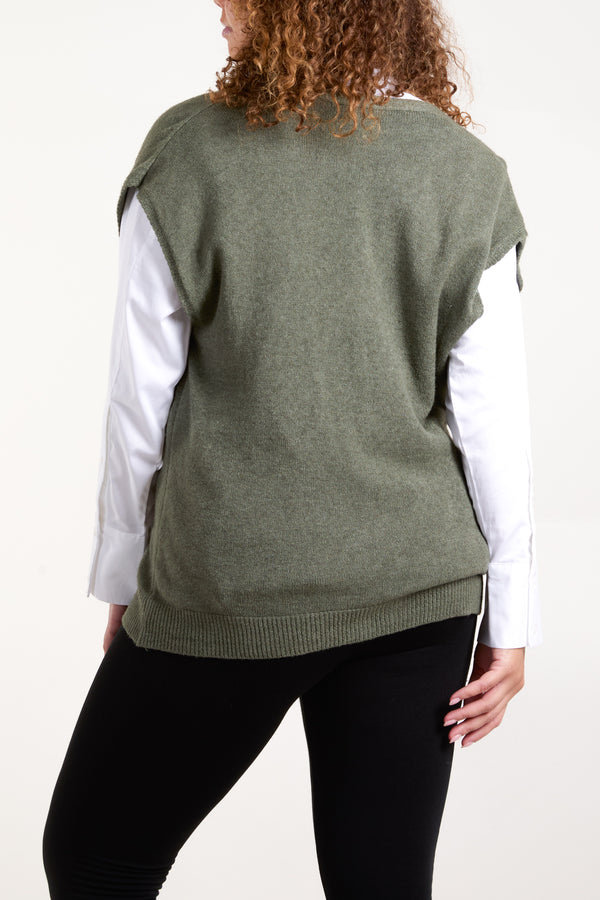 Qed London Shell Buttons Soft Touch Knit Vest