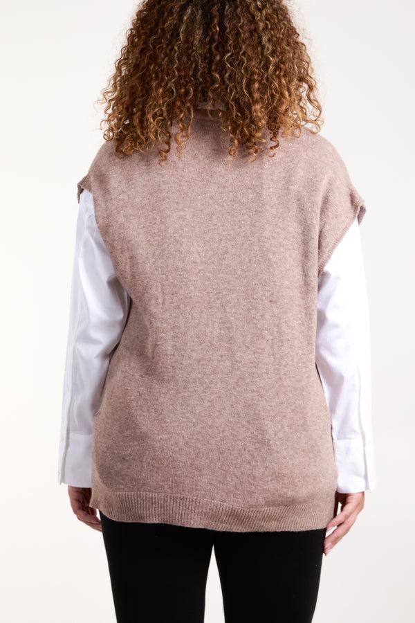 Qed London Shell Buttons Soft Touch Knit Vest