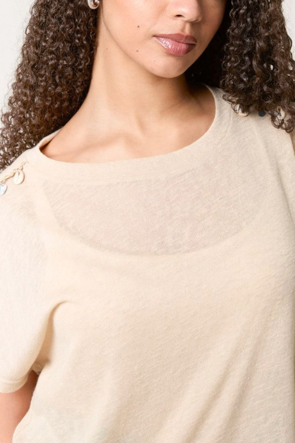 Qed London Shell Trim Sleeve T-Shirt