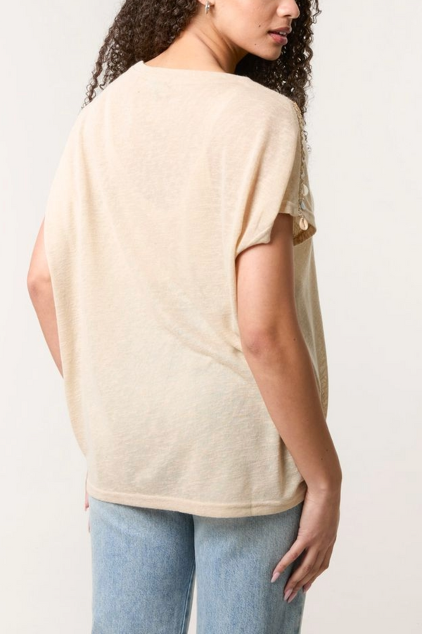 Qed London Shell Trim Sleeve T-Shirt