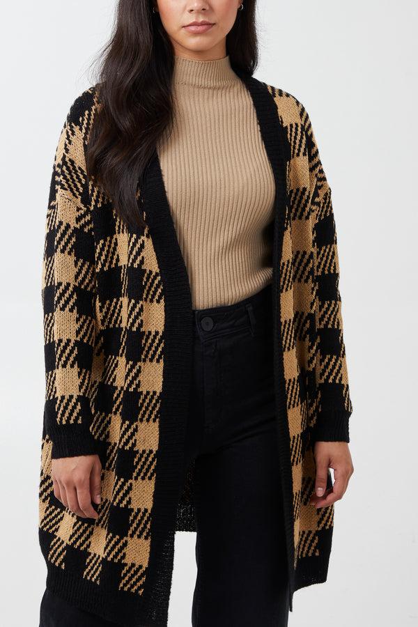 qed london Shepherd Check Cardigan