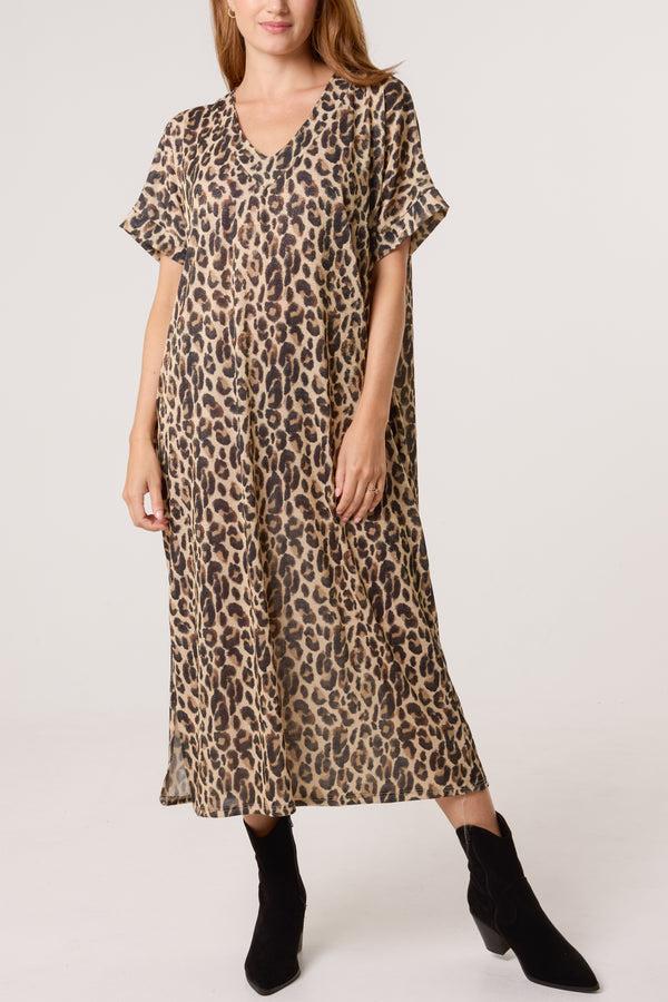 qed london Shimmer Animal Print Midi Dress