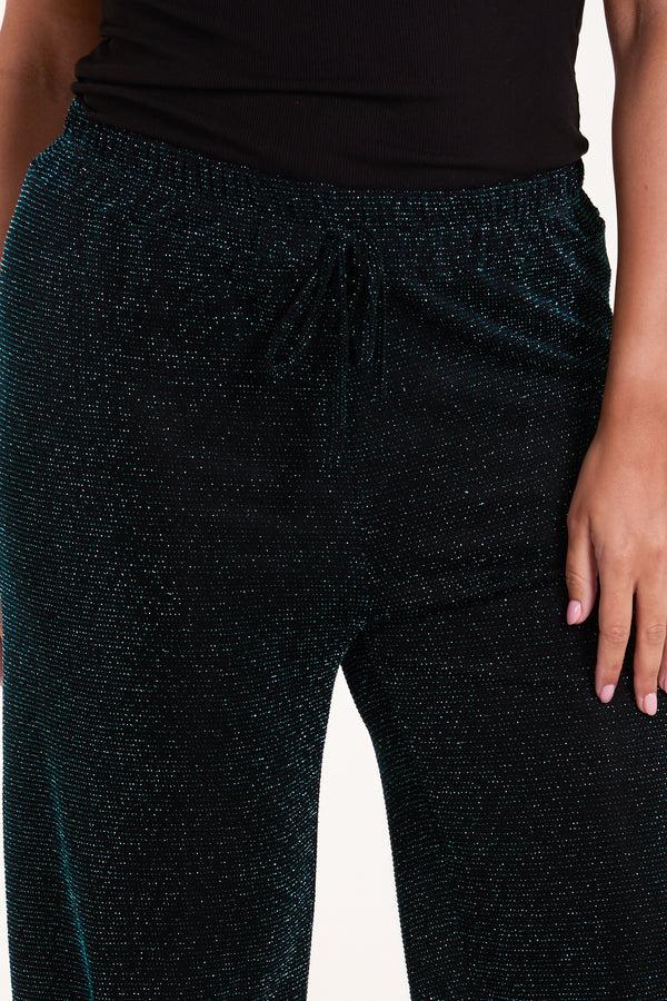 Qed London Shimmer Drawstring Wide Leg Trousers