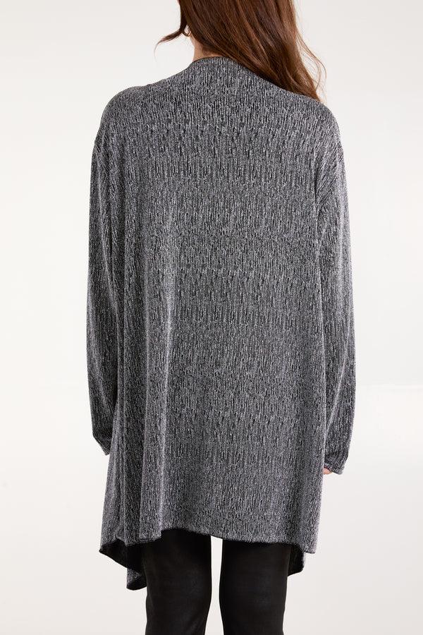 Qed London Shimmer Waterfall Drape Front Cardigan