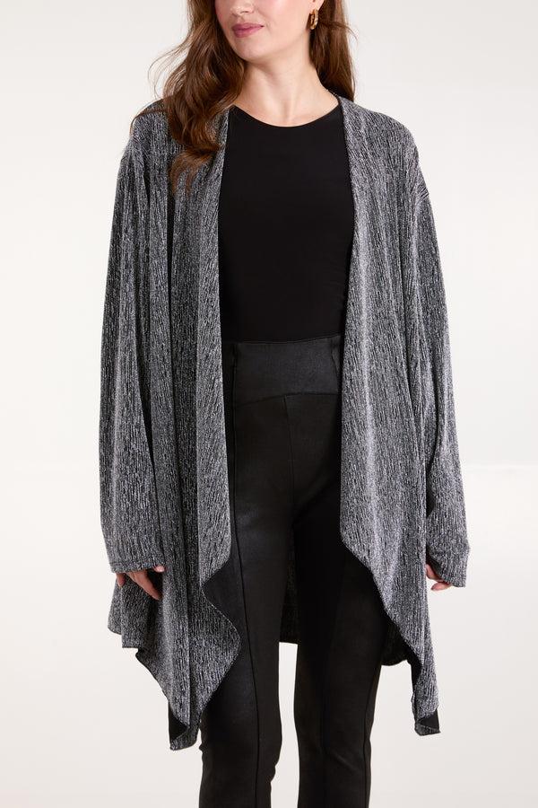 qed london Shimmer Waterfall Drape Front Cardigan