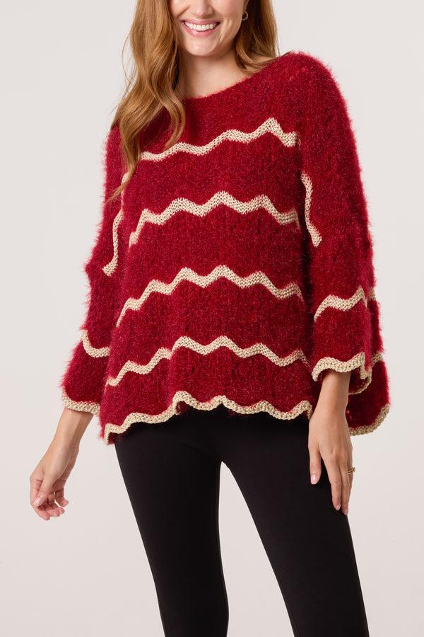 Qed London Shimmer Wave Stripe Jumper