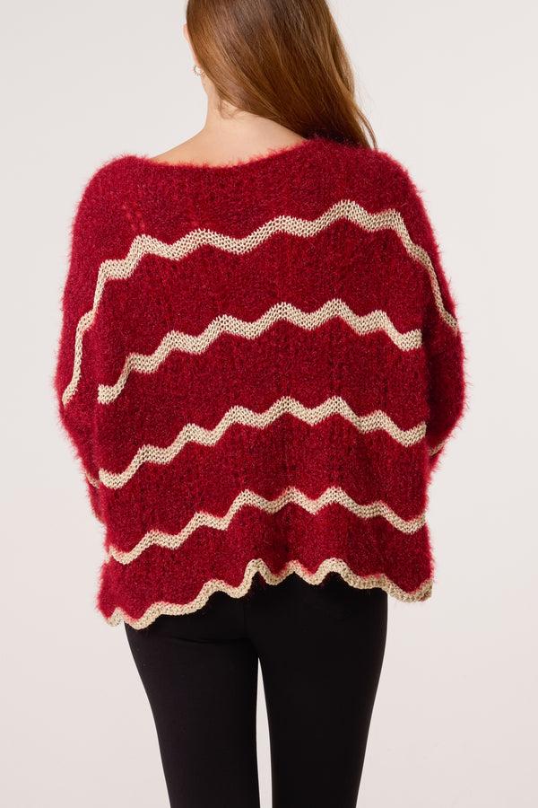 Qed London Shimmer Wave Stripe Jumper