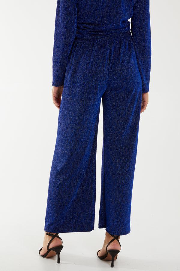Qed London Shimmer Wide Leg Trousers