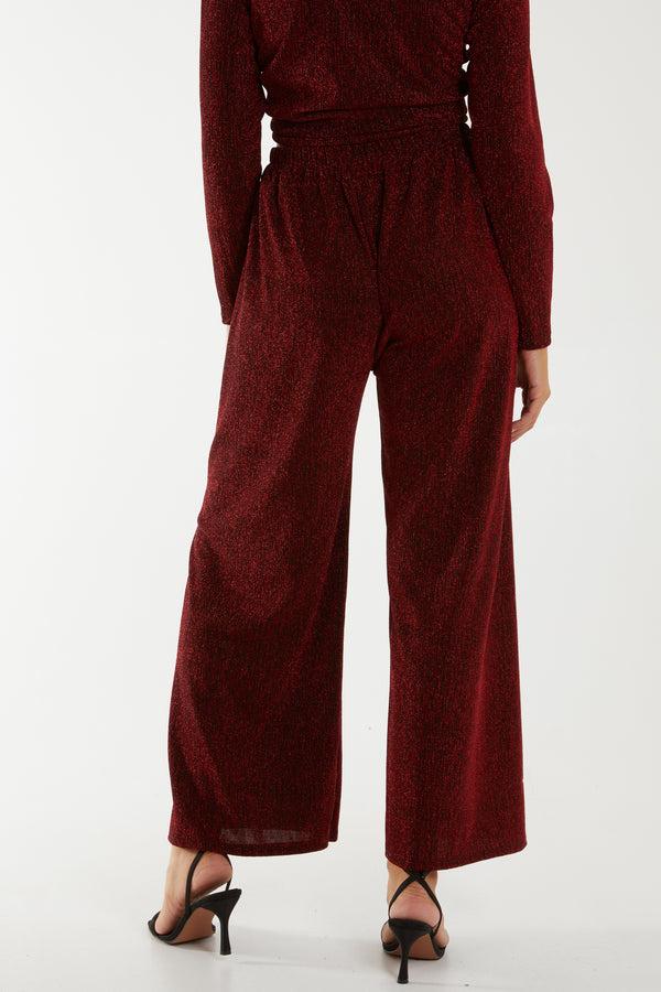 Qed London Shimmer Wide Leg Trousers