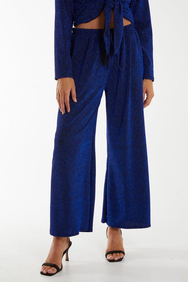 Qed London Shimmer Wide Leg Trousers
