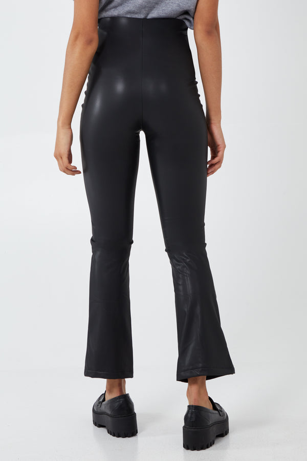 Qed London Shiny Stretchy Flare Trousers With Zip