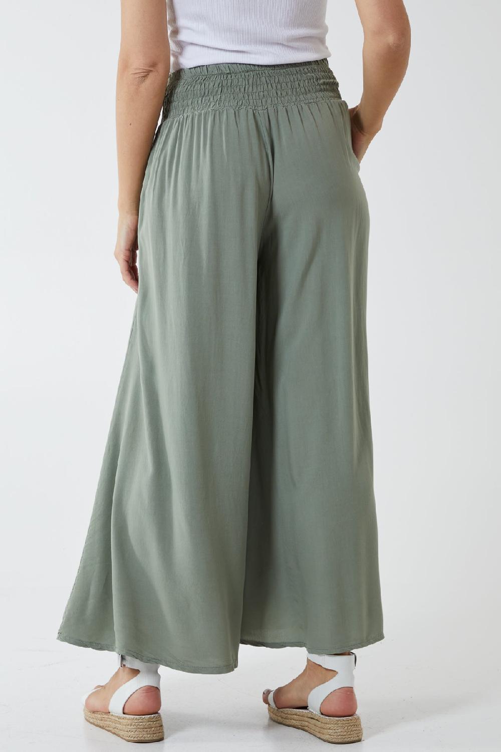 Qed London Shirred Deep Waist Band Wide Culottes