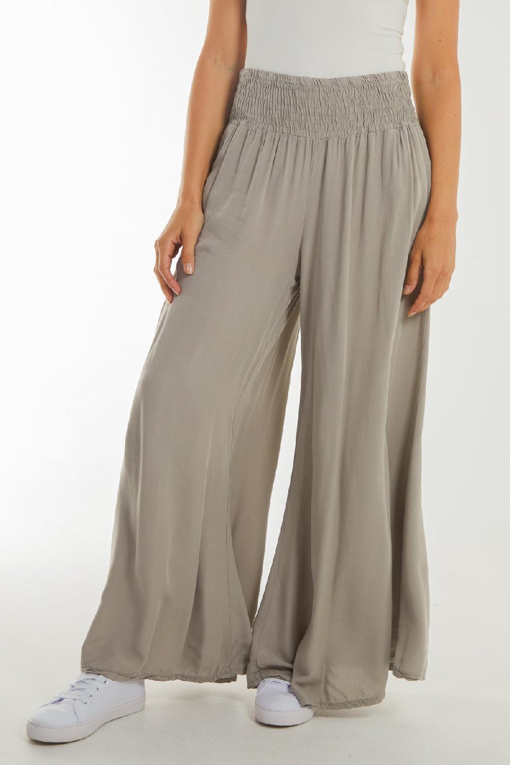 Qed London Shirred Deep Waist Band Wide Culottes