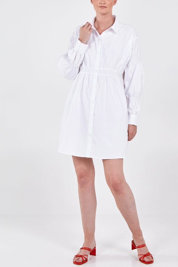 qed london Shirred Waist Shirt Dress