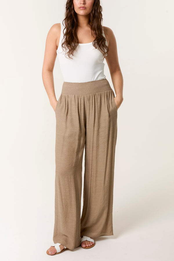 Qed London Shirred Wide Leg Trouser