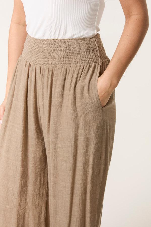 Qed London Shirred Wide Leg Trouser