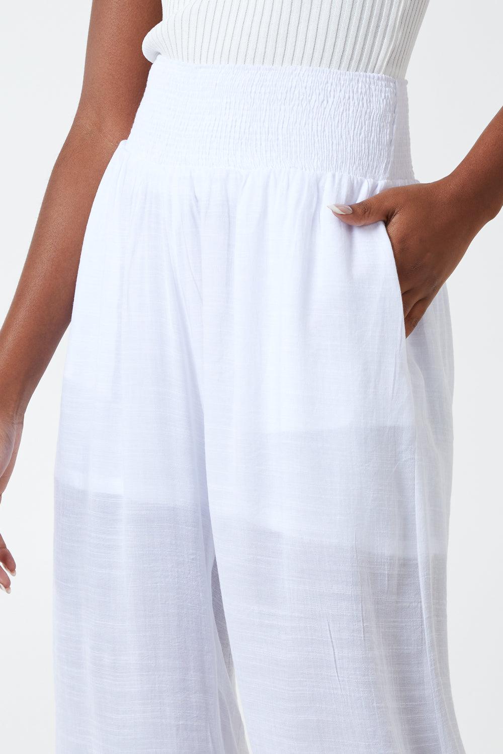 Qed London Shirring Waist Wide Leg Trouser