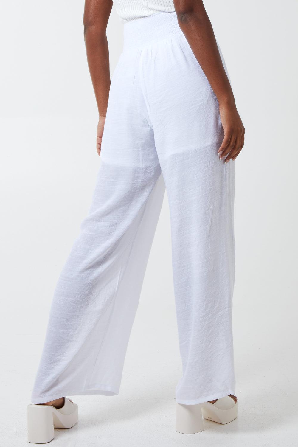 Qed London Shirring Waist Wide Leg Trouser