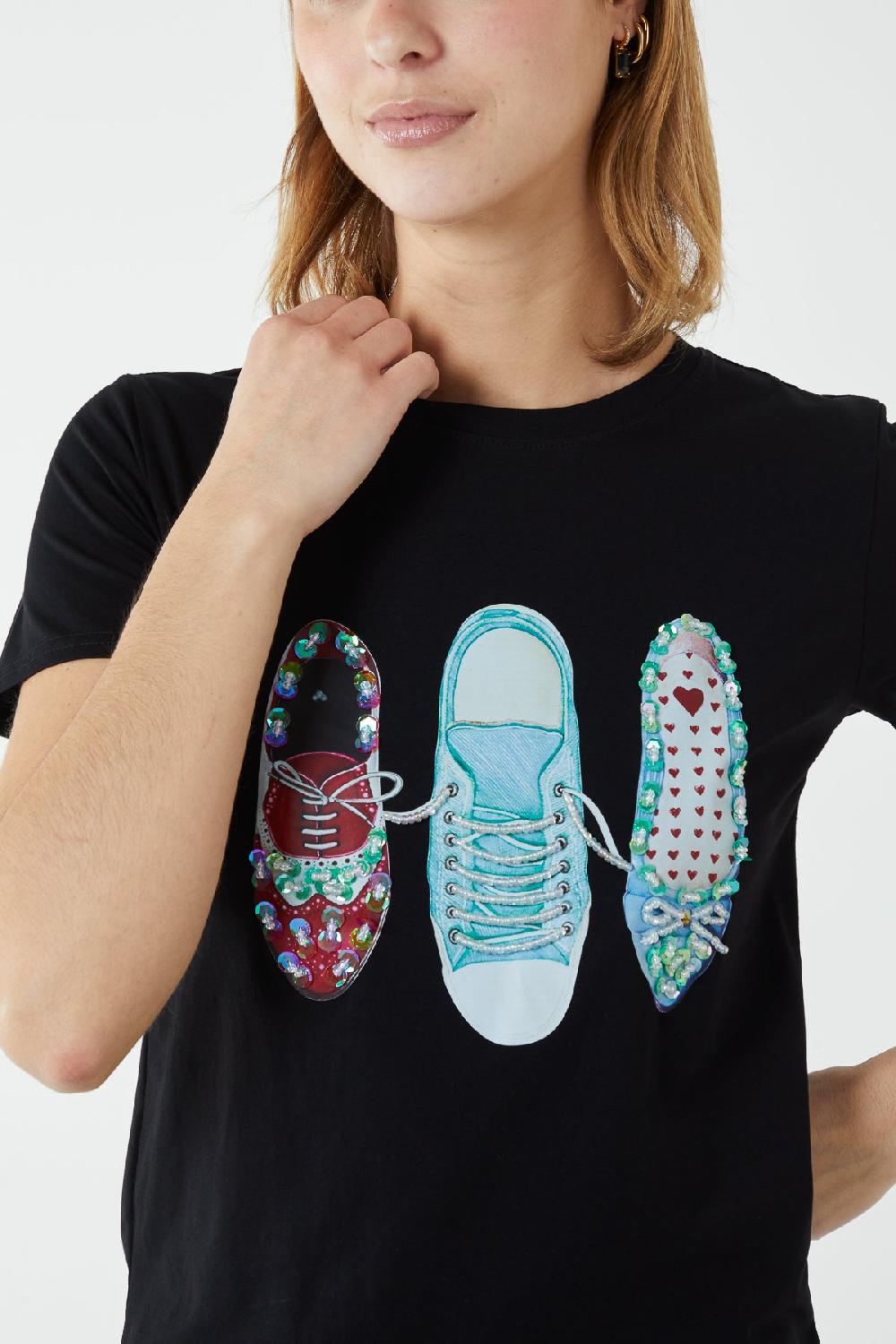 Qed London Shoe Embellishment T-Shirt