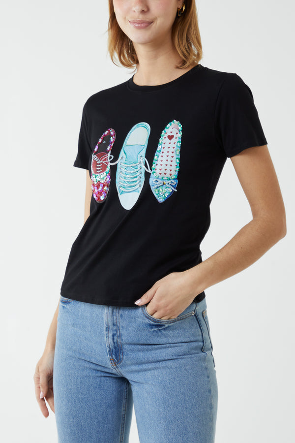 qed london Shoe Embellishment T-Shirt