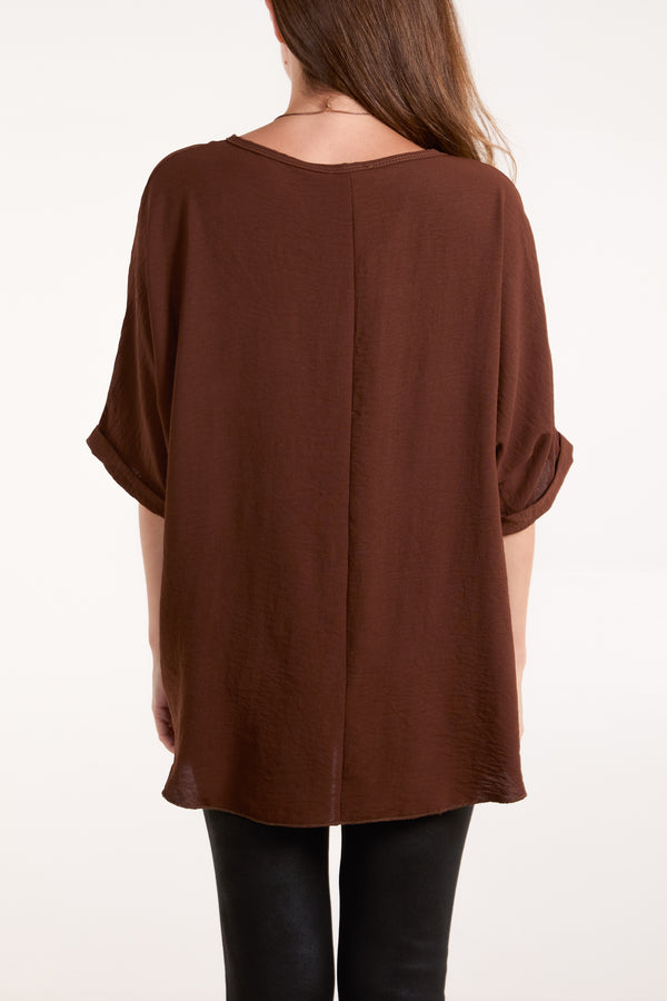 Qed London Short Sleeve Necklace Blouse