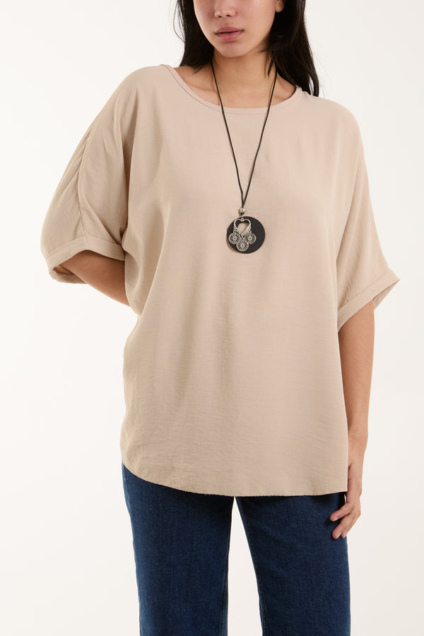 Qed London Short Sleeve Necklace Blouse