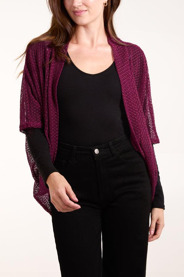 qed london Short Sleeve Net Cardigan