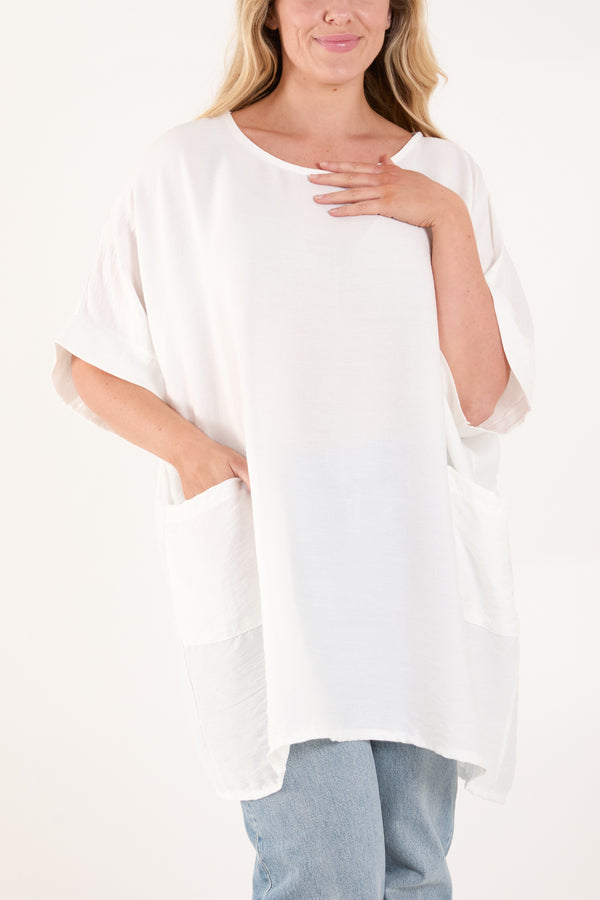 Qed London Short Sleeve Side Pockets Blouse