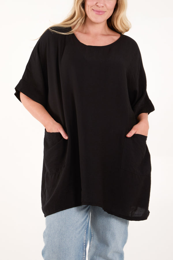 Qed London Short Sleeve Side Pockets Blouse