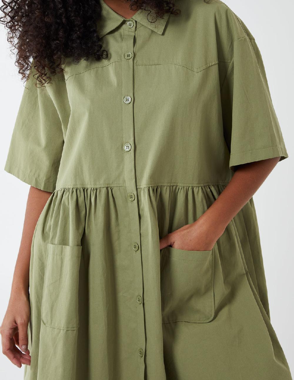 Qed London Short Sleeve Smock Shirt Dress