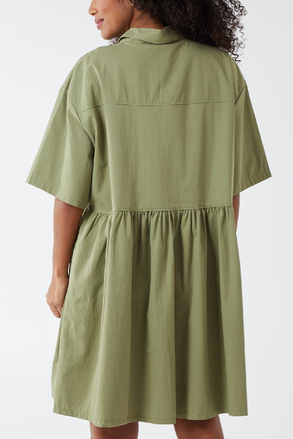 Qed London Short Sleeve Smock Shirt Dress