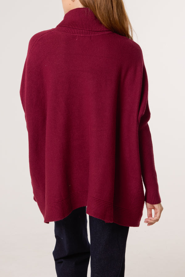 Qed London Side Buttons Roll Neck Knit Jumper
