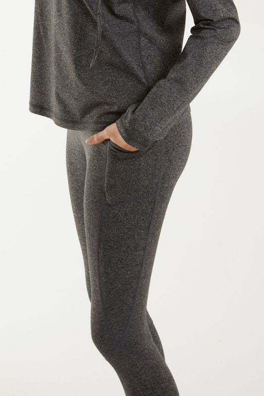 Qed London Side Pocket Textured Grey Leggings