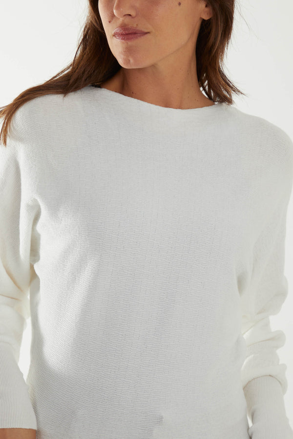 Qed London Slash Neck Cuffed Hem Fine Knit Jumper