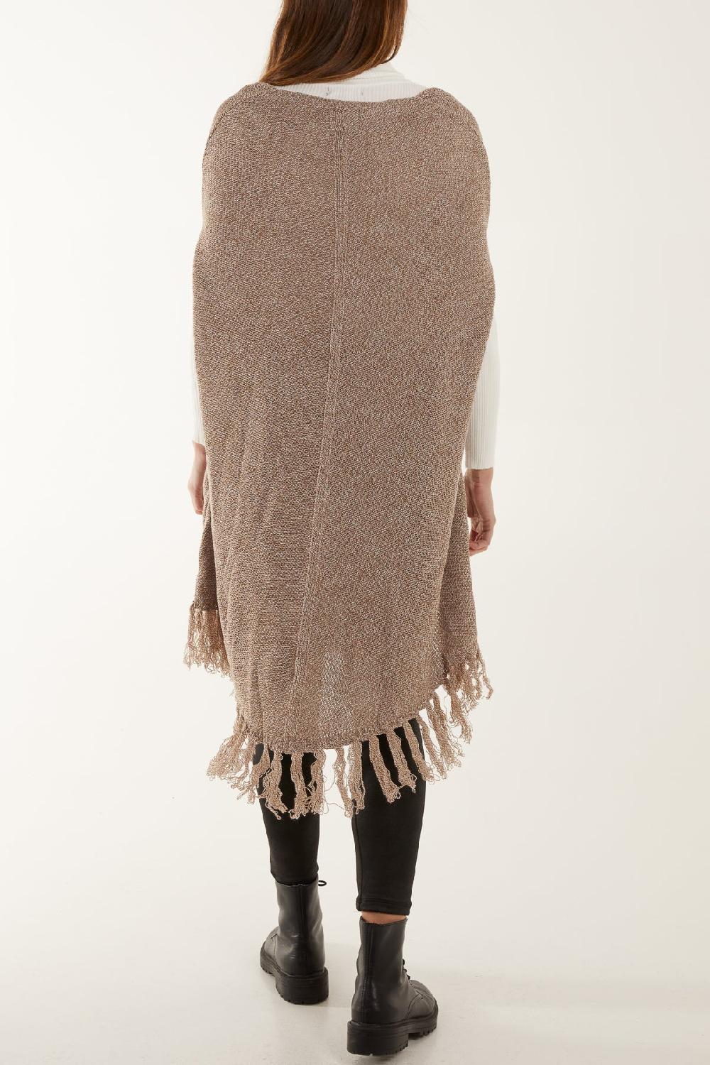 Qed London Sleeveless Longline Tassel Poncho
