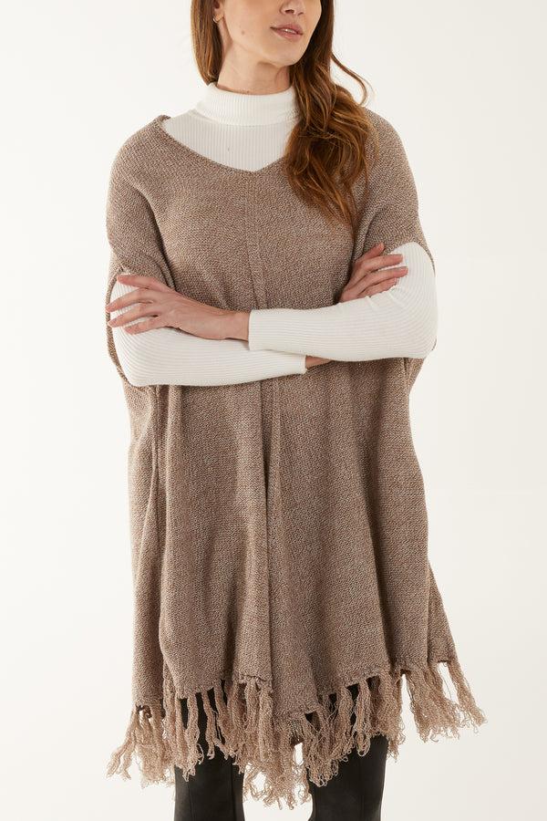 qed london Sleeveless Longline Tassel Poncho