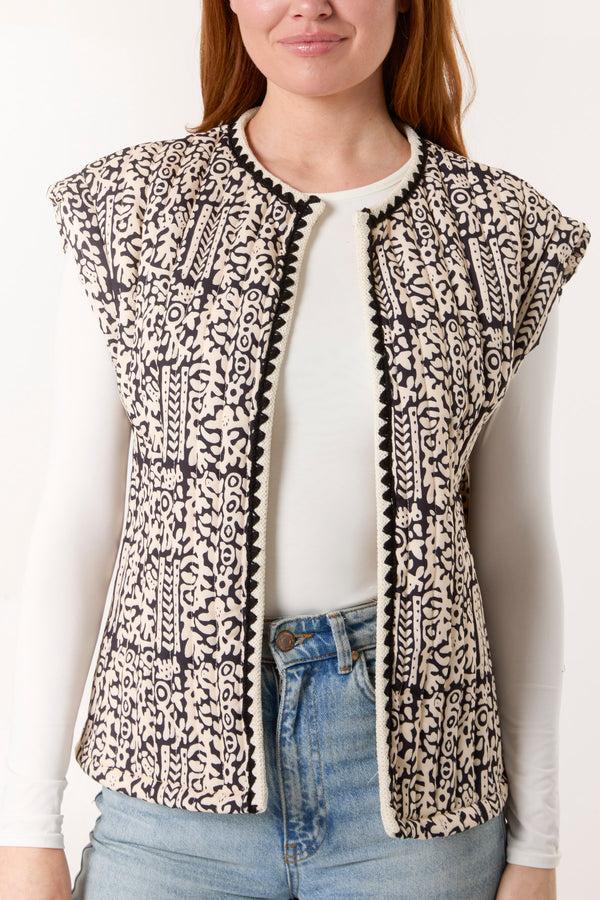Qed London Sleeveless Printed Quilted Jacket