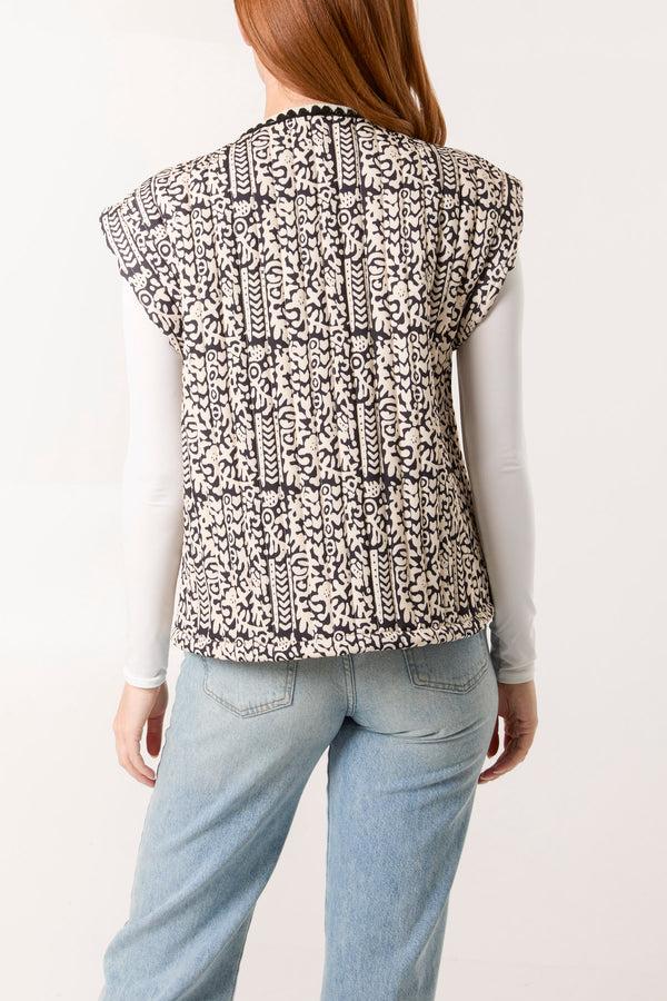 Qed London Sleeveless Printed Quilted Jacket