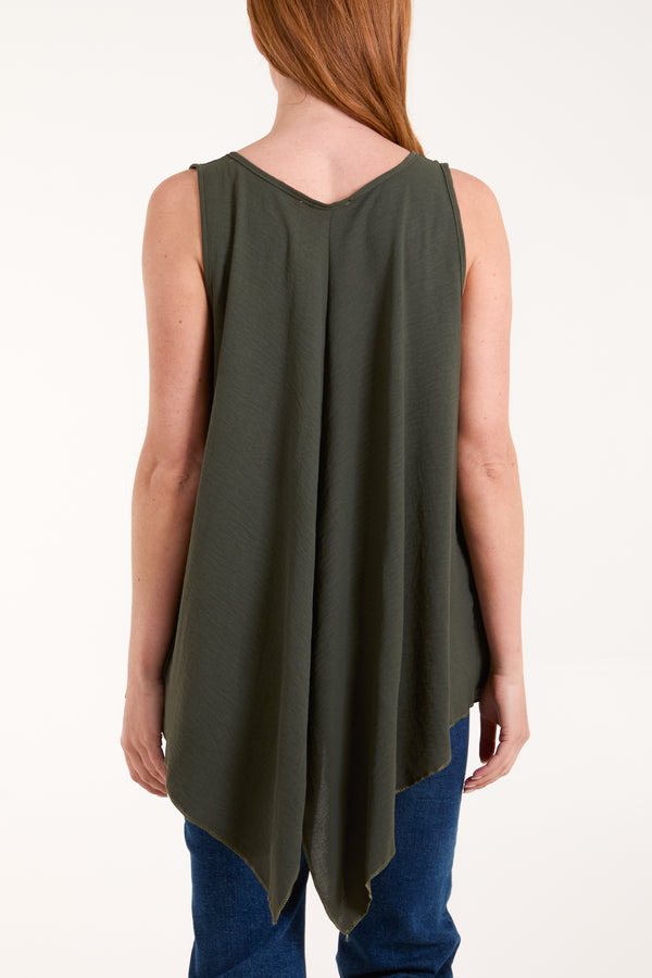 Qed London Sleeveless V-Neck Asymmetric Hem Top