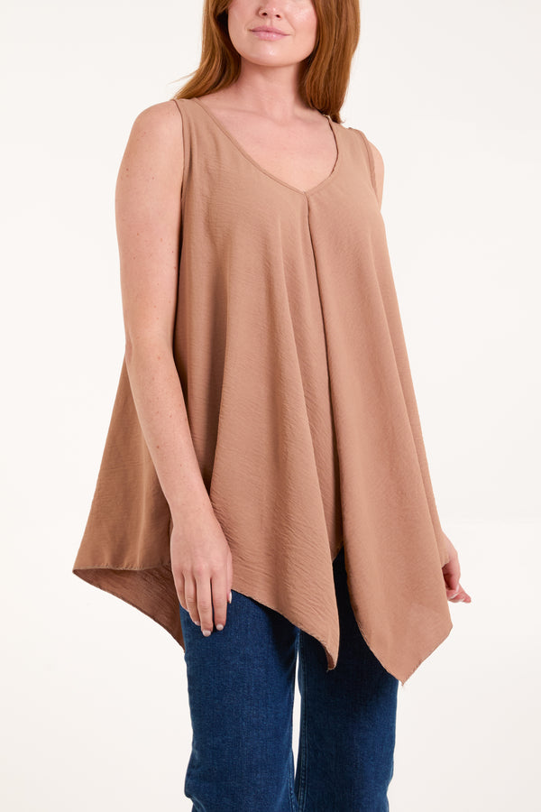 Qed London Sleeveless V-Neck Asymmetric Hem Top