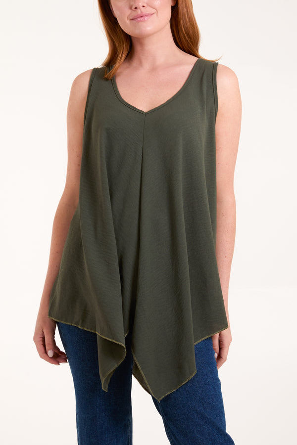 qed london Sleeveless V-Neck Asymmetric Hem Top