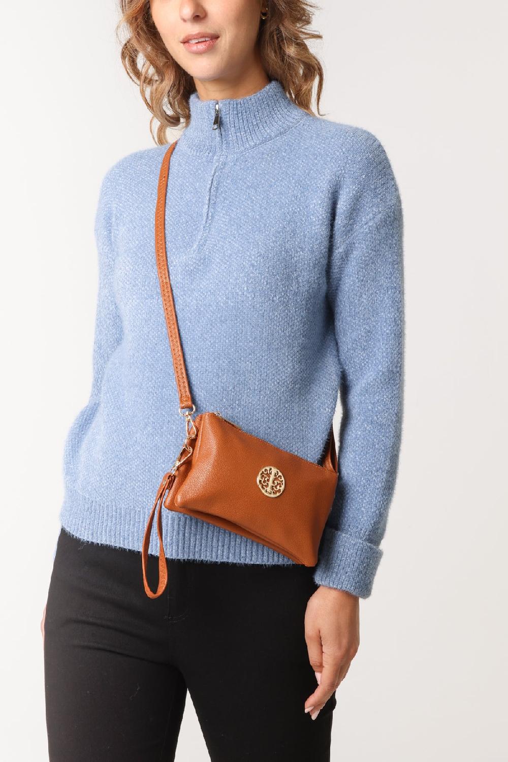 Qed London Small Gold Detail Shoulder/Clutch Purse