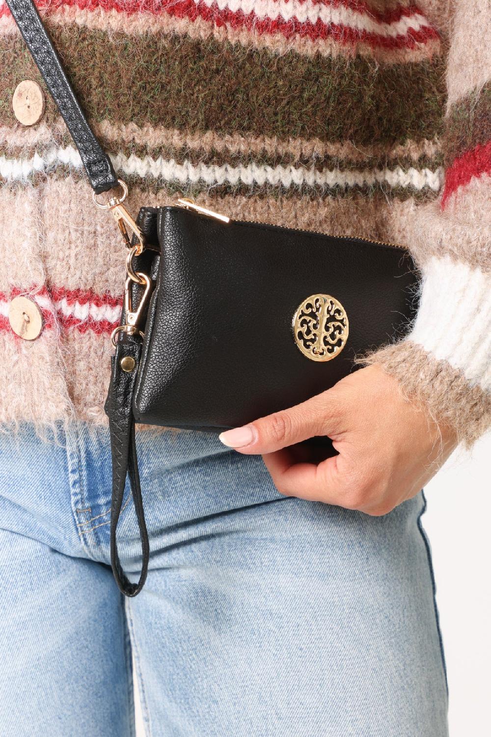 Qed London Small Gold Detail Shoulder/Clutch Purse