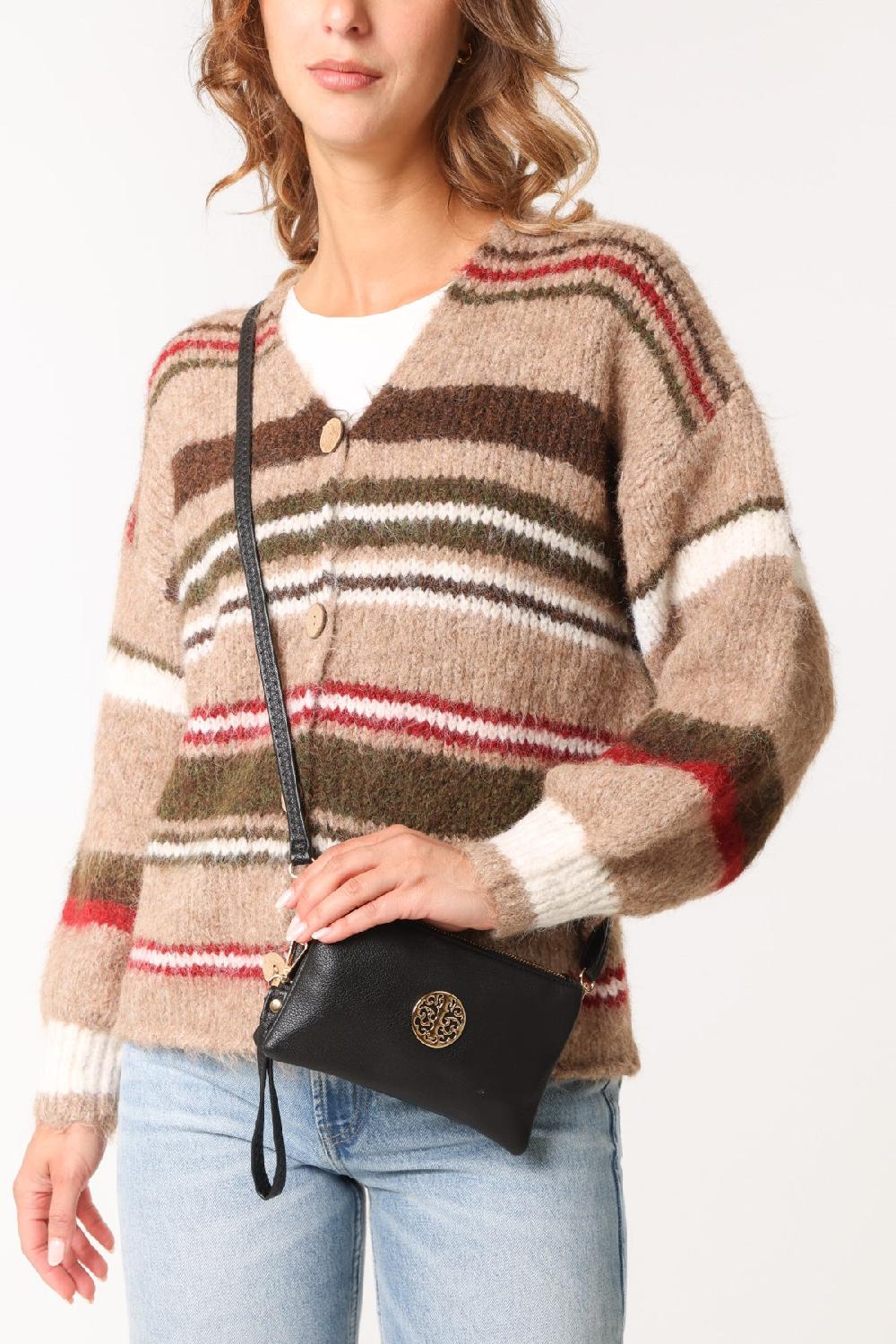 Qed London Small Gold Detail Shoulder/Clutch Purse