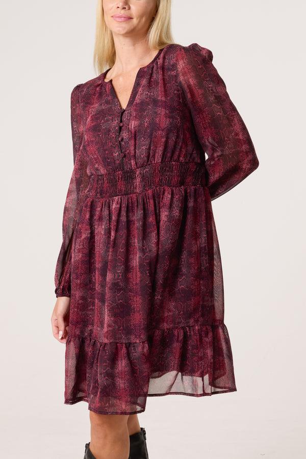 Qed London Snake Print Elasticated Waist Dress