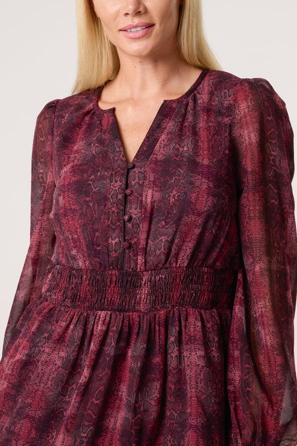 Qed London Snake Print Elasticated Waist Dress