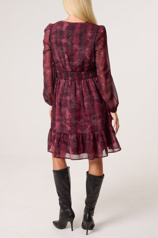 Qed London Snake Print Elasticated Waist Dress