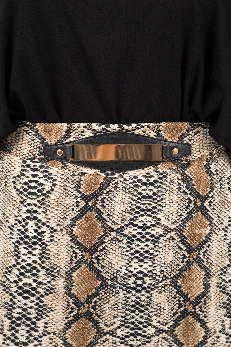 Qed London Snake Print Gold Buckle Mini Skirt