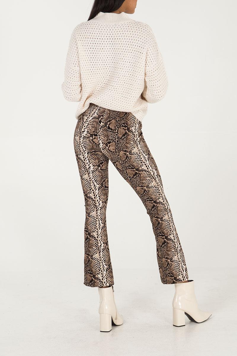 Qed London Snake Print Zip Front Trousers